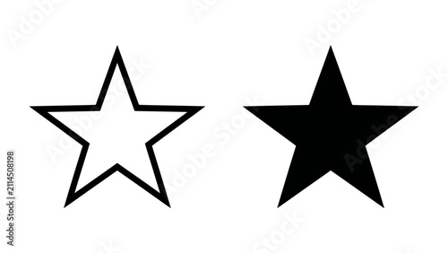 Принти на полотні Contrasting Stars: A graphic representation featuring a stark black five-pointed star alongside a white outlined five-pointed star, symbolizing contrast, duality, or comparison