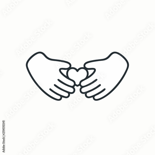 Two Hands Gently Holding a Heart: A Symbol of Care and Love in Vector Illustration