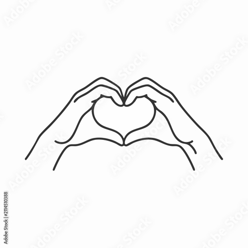 Simple Vector Art of Two Hands Creating a Heart Shape, Expressing Love and Connection