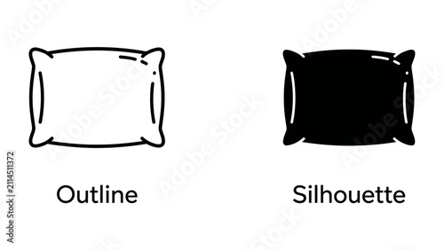 Obraz na płótnie Pillow Outline and Silhouette: A simple illustration showcasing a pillow in outline and silhouette form, representing comfort and rest