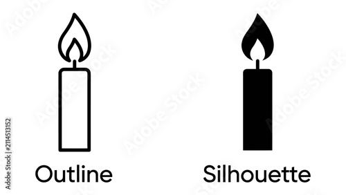 Canvas Print Candle Outline and Silhouette: A clear representation of a candle shown in both outline and silhouette form, highlighting the visual contrast and versatility of the design