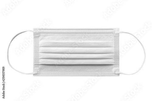 White pleated medical face mask in front view