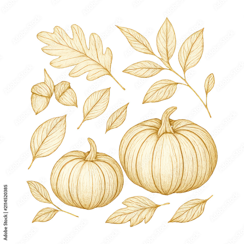 Obraz premium PNG Elegant autumn botanical illustration.