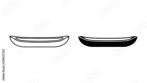 Принти на полотні Boat Outline and Solid Shape: Two simplified illustrations of a boat, one in out