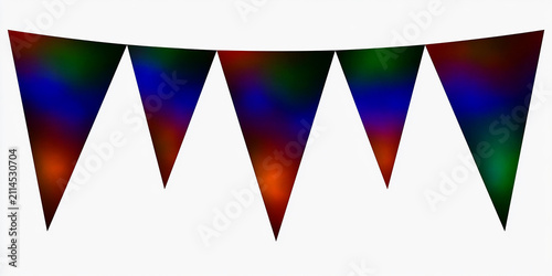 Rainbow watercolor bunting flags hanging garland isolated on white background for festive decoration