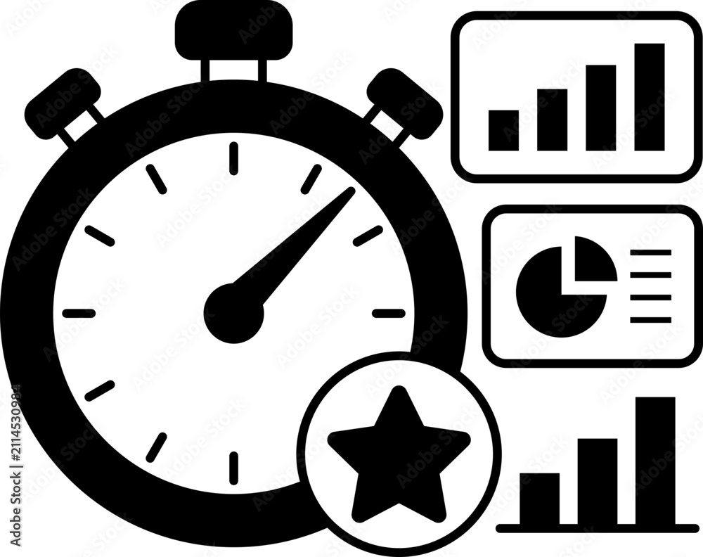 Fototapeta premium time management analytics dashboard clipart vector outline