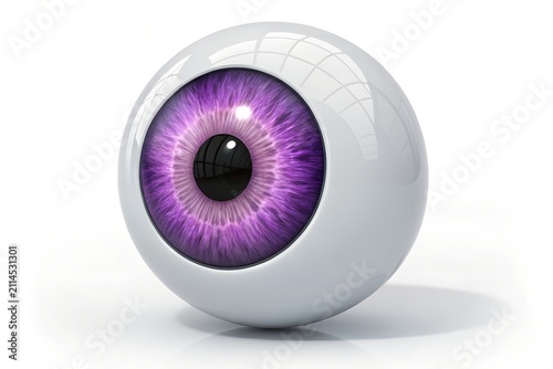 Close up of single human eyeball with purple iris visionary ophthalmology