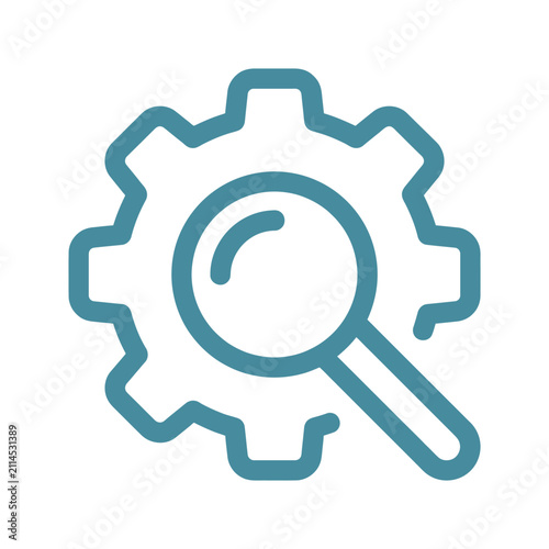 Magnifying glass and gear icon for process optimization.