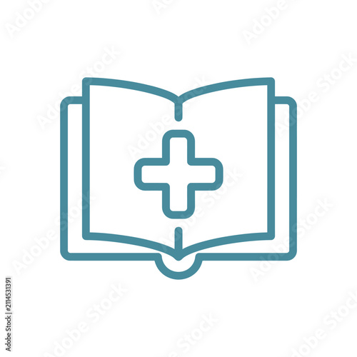 Medical textbook with cross symbol line icon