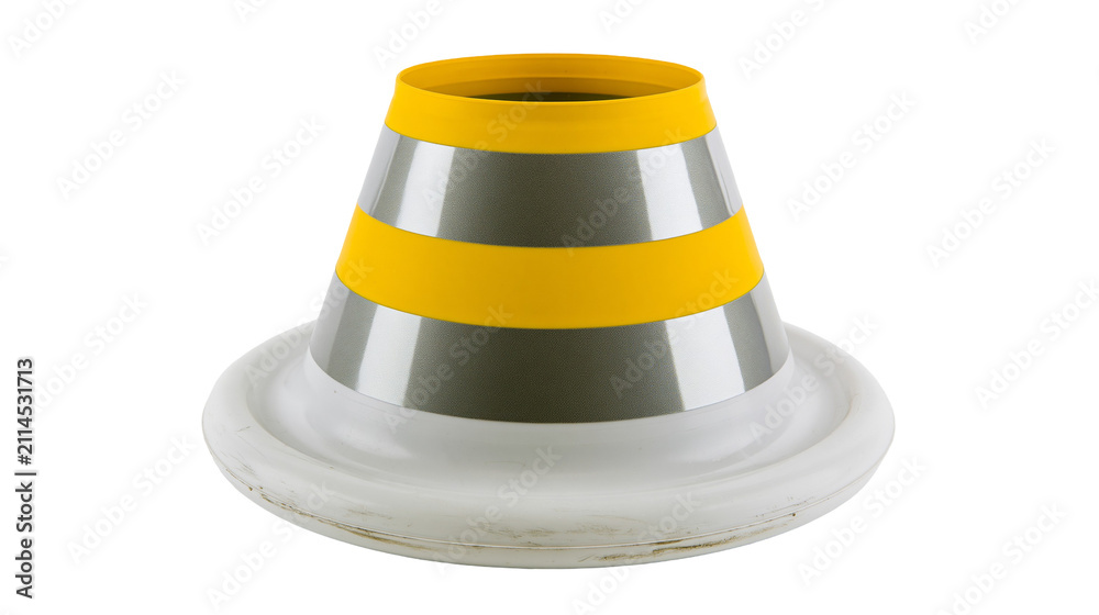 Fototapeta premium Traffic Cone with Silver and Yellow Stripes