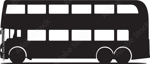 Cuadro en lienzo Double decker bus silhouette vector
