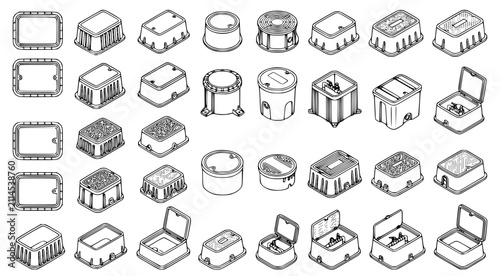 Cuadro en lienzo Comprehensive collection of electrical junction boxes and utility enclosures in