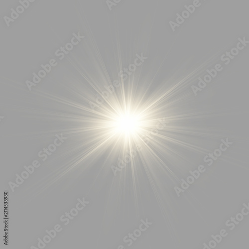 Shining gold starburst features glowing sunlight and radiant sparkle effects PNG. Soft dust particles enrich festive decorative backgrounds. Vector illustration.