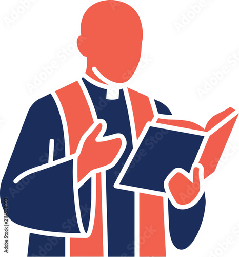 Bild auf Leinwand Faceless Priest or Wedding Officiant Holding Bible Vector Illustration