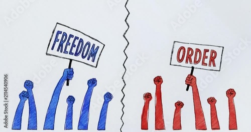 Political Polarization and Social Division Between Red and Blue Groups - Freedom vs Order