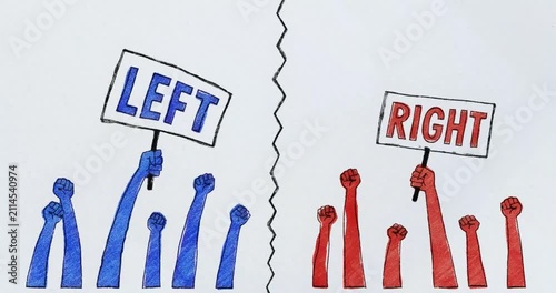 Political Polarization and Social Division Between Red and Blue Groups - Left vs Right
