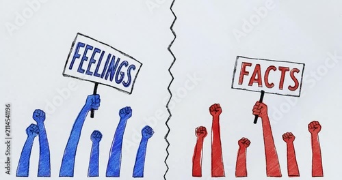 Political Polarization and Social Division Between Red and Blue Groups - Facts vs Feelings