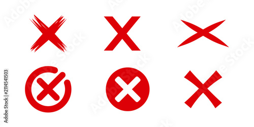 Quadro su tela Red Cross Marks Collection X cancel symbol wrong