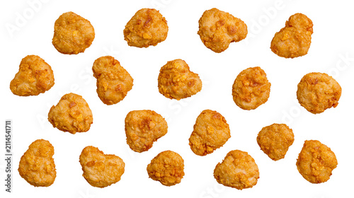 Crispy golden fried chicken nuggets assortment