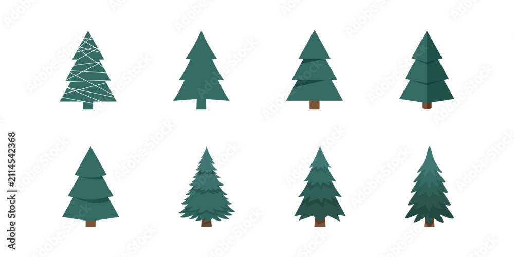 Obraz premium Collection of Evergreen Trees Conifer pine fir spruce