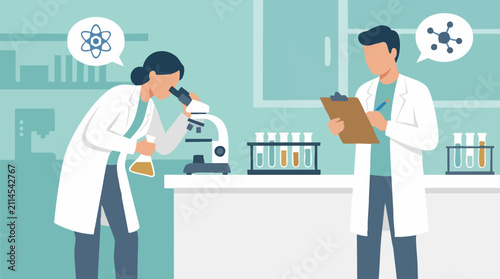 Картината върху платно Scientists in a modern laboratory conducting research and experiments