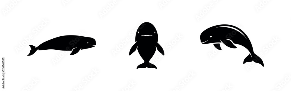 Fototapeta premium Dugong and Manatee icon set