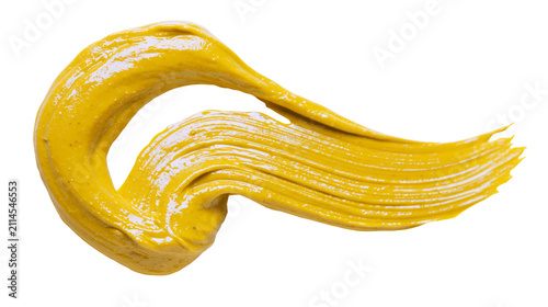 Foto Yellow mustard smear with visible brush strokes
