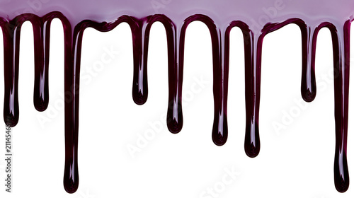 Obraz na płótnie Dark purple liquid dripping, viscous fluid drops