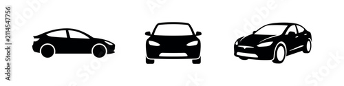 Foto Electric Car Silhouettes Icons Set, Modern Eco-Friendly Vehicle Pictograms, Cont