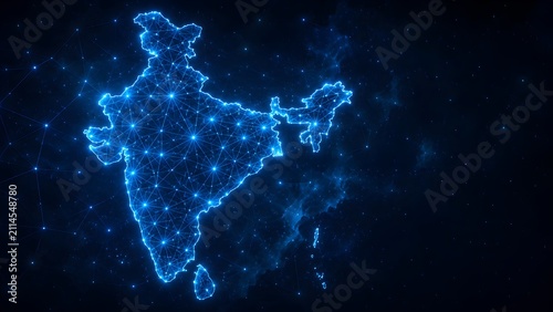 Futuristic Digital India Map Network Technology Background for Independence Day.