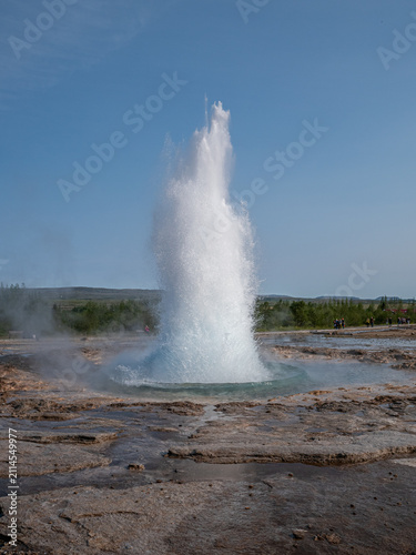 Canvastavla Strokkur Geyser Erupting in the Geothermal Area of Iceland