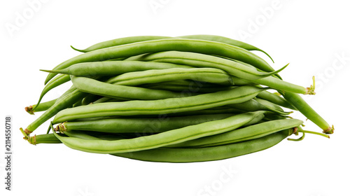 фотографія Heap of fresh green string beans with stems