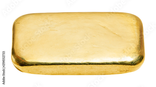 Obraz na plátne Rectangular gold bar with rounded edges and brushed texture