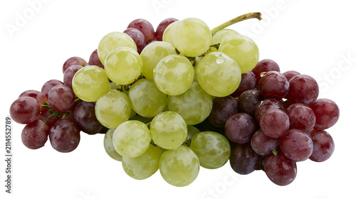 Fotografie Red and green grapes cluster with water drops