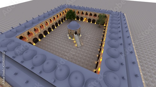 Foto Bursa Koza Han Historic Ottoman Courtyard with Traditional Stone Architecture