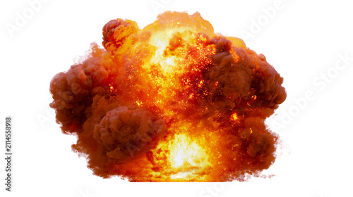 Фотография Fiery orange explosion with smoke and embers