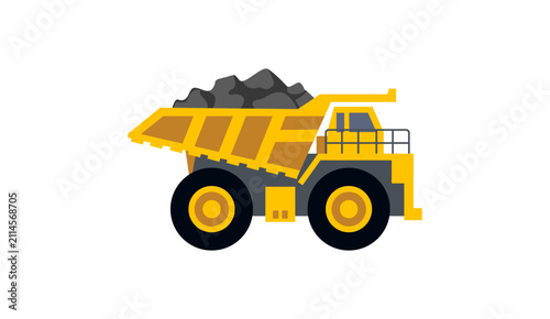 Yellow mining dump truck vector illustration