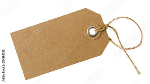 Brown kraft paper tag with twine and metal eyelet