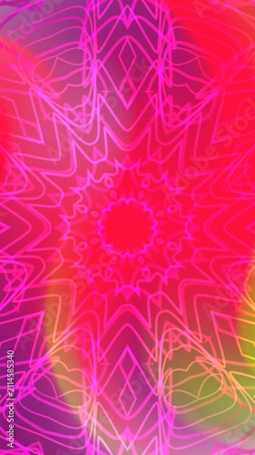 Burst of neon pink kaleidoscope patterns ideal for backgrounds, posters, digital art, textiles, and vibrant design projects.