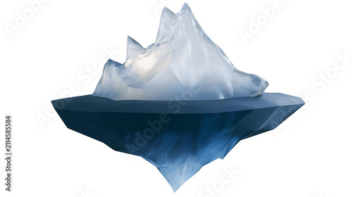 Sharp ice mountain floating on dark blue water