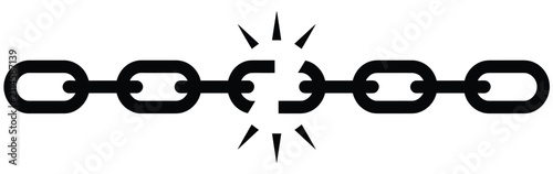 Foto Broken Chain Symbol Featuring Link Break Freedom Security Network Disconnect Ind