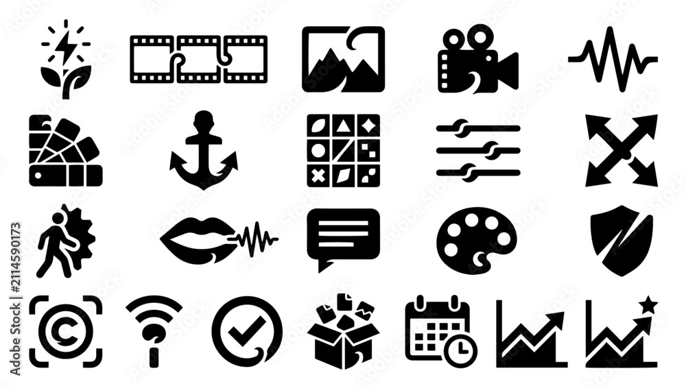 Fototapeta premium AI Content Creation Pipeline UI UX Vector Icon Pack