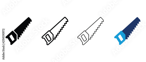 hand saws with varied blade designs and colors isolated on transparent background