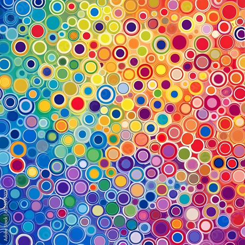 Vibrant concentric circles abstract pattern rainbow spectrum