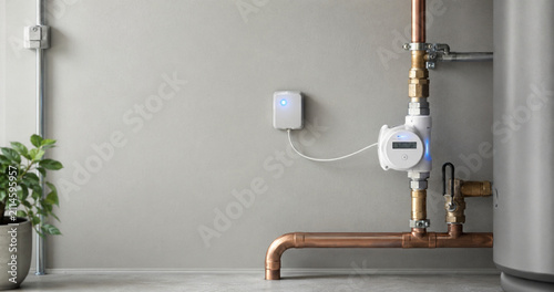 Smart Water Meter and Leak Sensor in Modern Utility Room