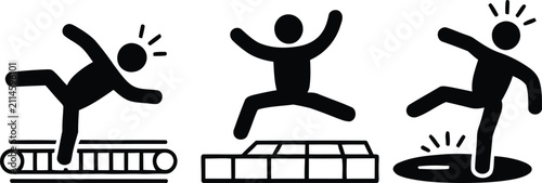 Foto Man falling and losing balance on steps and skateboard