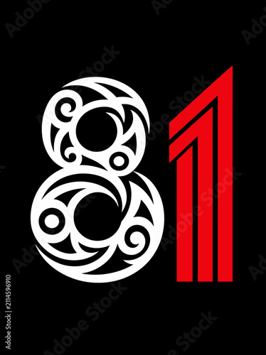 Number 81 graphic logo for indonesian independence day kemerdekaan indonesia theme flat vector background