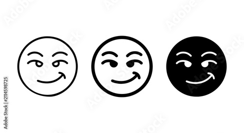 Foto Winking Face Emoticon Icons, Playful Smile Emoji, Flirty Expression Vector Set
