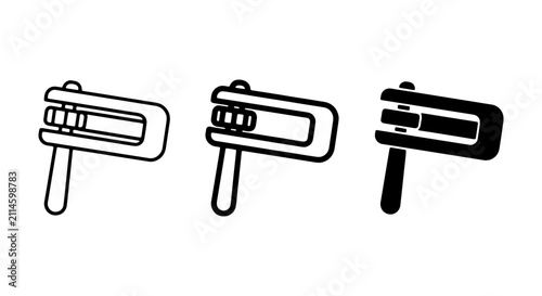 Cuadro en lienzo Set of 3 Rattle Icons, Noise Maker Vector Graphics, Traditional Toy Symbols, Pur