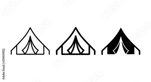 Bild auf Leinwand Camping Tent Icons Set, Outdoor Shelter Vector Graphics, Adventure Gear Symbols,